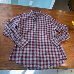 Vineyard Vines Red Gray Checkered button up Shirt slim fit whale shirt large